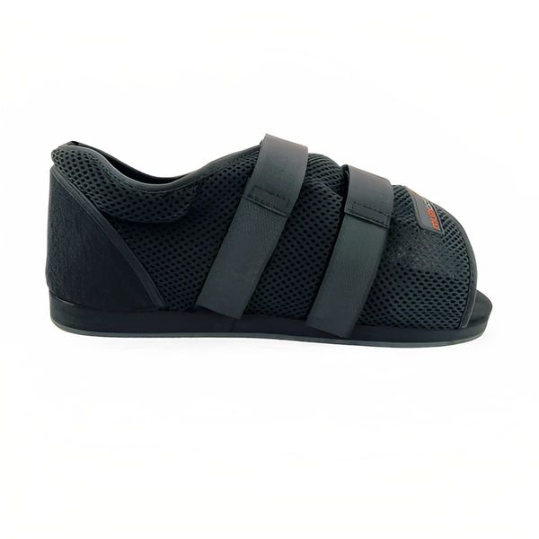 Algeos Economy Medical Shoe for Swollen Feet, Broken Toes, Bandaged and Casted Foot | Cast Shoe or Post Surgery | Black | Sold Individually