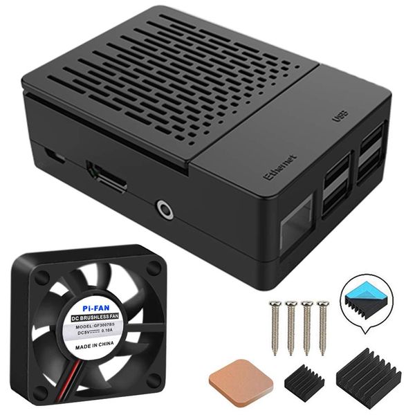 GeeekPi Case for Raspberry Pi 3 Model B+ (B Plus), computer case with Cooling Fan and 3PCS Heatsinks for Raspberry Pi 3/2 Model B (Not Include Raspberry Pi Board)(Black)