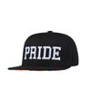 We Show Pride Gay Pride White on Black Rainbow Snapback Baseball Cap (WSPSB3)