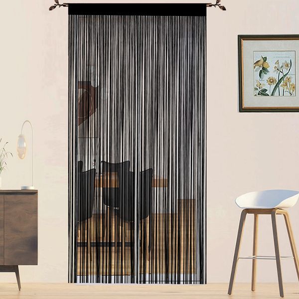 QiBoYuYe Door Curtains Fly Screen Curtain For Window String Flies Doors Decorations Room Dividers Doorways Panel Bedroom Living Closet Door Drapes (Black 90x200cm)