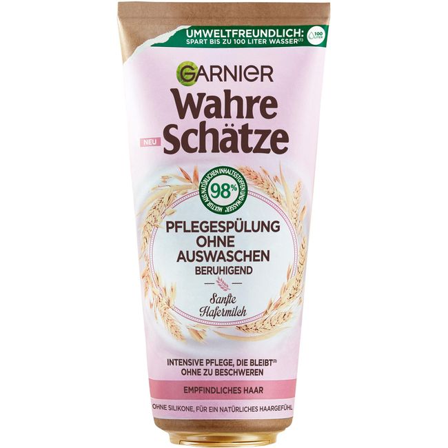 Garnier Pflegespülung Ohne Auswaschen gegen trockenes Haar, Mit Reismilch für mehr Feuchtigkeit und Geschmeidigkeit, Wahre Schätze, 1 x 200ml