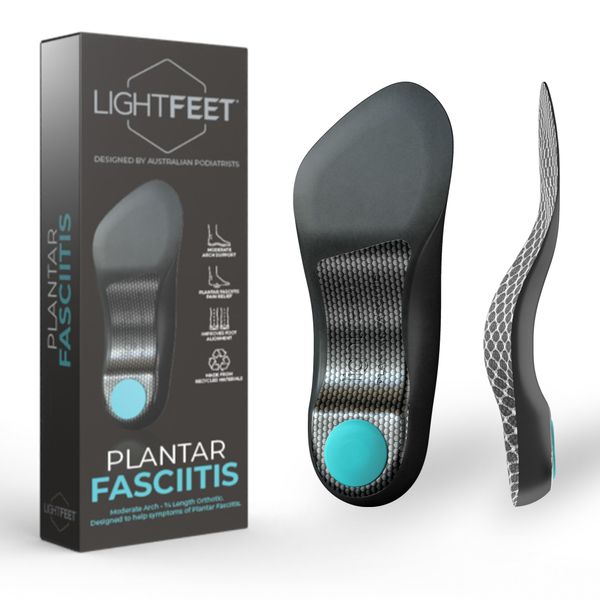 Lightfeet 3/4 Plantar Fasciitis Insole: Designed by Australian Podiatrists for Relief of Symptoms of Plantar Fasciitis | Flex Torsion Plate for Plantar Fascia Support, Hydro Gel™ Cushioning - M