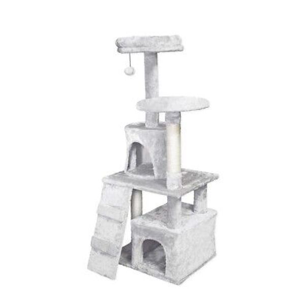 47" Light Gray 2 Private Kitty Apartment Cat Tower Soft Play Toy Removable Nest