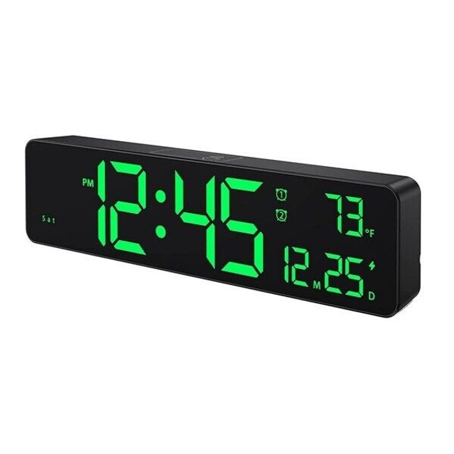 10" Digital LED Desk Alarm Clock Large LCD Display Wall Clock Temperature Date