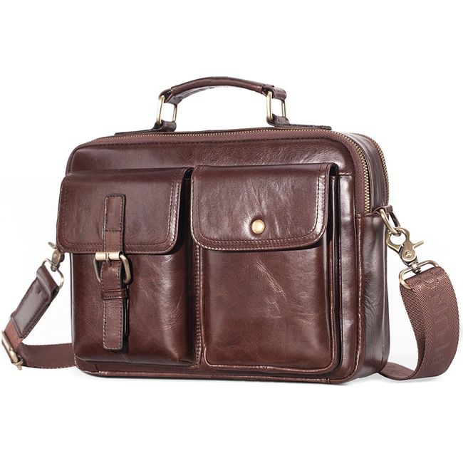 Genuine Leather Messenger Bag For Men - Top Layer Cowhide Handheld