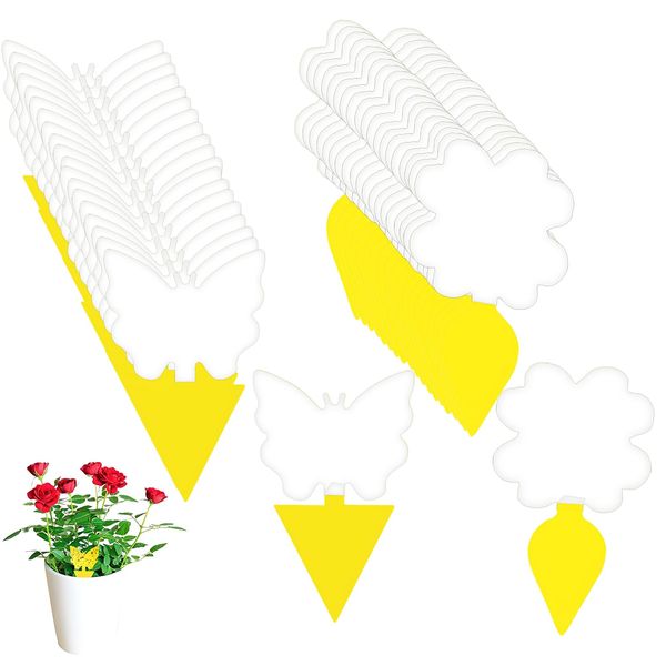 Naobznz 40 PCS Fruit Fly Trap, Yellow Sticky Fly Traps Killer -Double Sided Insect Catcher for House Plant Indoor and Outdoor