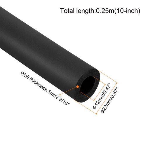 sourcing map Pipe Insulation Foam Tube Lagging Insulation Pipe 12mm(1/2") ID 22mm(7/8") OD 10" Heat Preservation for Handle Grip Support