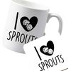Flox Creative Ceramic Mug and Coaster I Love Sprouts Both Sides