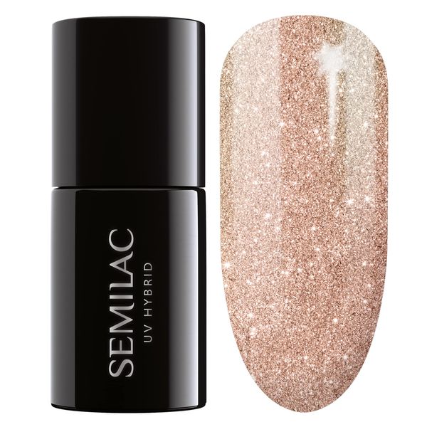 SEMILAC 349 Delicate Vanilla Glitter Nail UV Gel Polish | Long Lasting and Easy to Apply | Soak off UV/Led | Perfect for Home and Professional Manicure and Pedicure 7 ml
