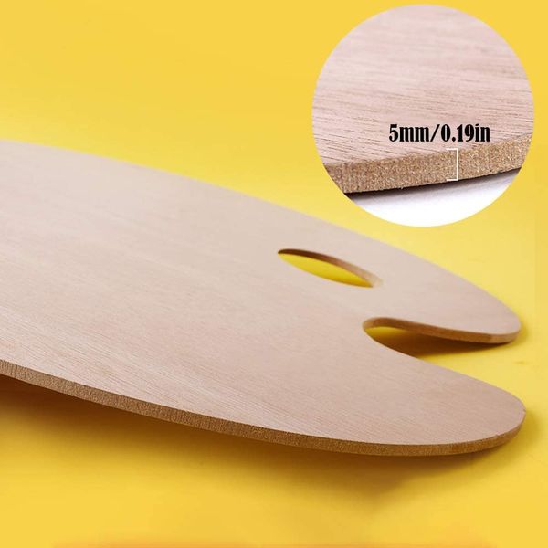 Wooden Painting Palette | Vintage Style Oval Shape Artist Mixing Wooden Tray | Suitable For Oil/Acrylic Paints, With Thump Hole Round Wood Tray Plate Art