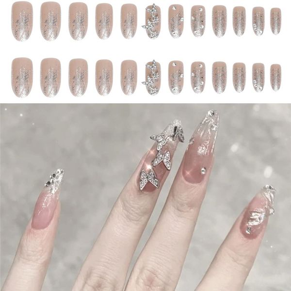 Turkalla Nail Tips, For Hands, Pack of 24, 12 Different Sizes, 3D Feel, Easy to Apply, Reusable, False Nails, Gel Nails, Nail Stickers, Hands, Nail Art, Nail Parts, Stylish, Popular Design, Beginners, Coming-of-Age Ceremonies, Weddings, Receptions