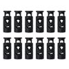 sourcing map 12pcs Spring Cord Locks Plastic End Stopper Double Hole Toggle Fastener Rope End for Drawstrings, Shoelaces, Tie-Downs, Black