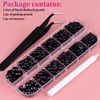 Belleboost Flat Back Pearls Kits 1 Box of Flatback Black Half Round Pearls with Pickup Pencil and Tweezer for Home DIY and Professional Nail Art, Face Makeup and Craft