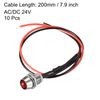 sourcing map LED Indicator Light AC/DC 24V 8mm Panel Mount Red LED Signal Lamp Metal Shell 10Pcs
