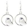 Bluebubble BABY BIRD Silver Dangle Earrings on Gift Card