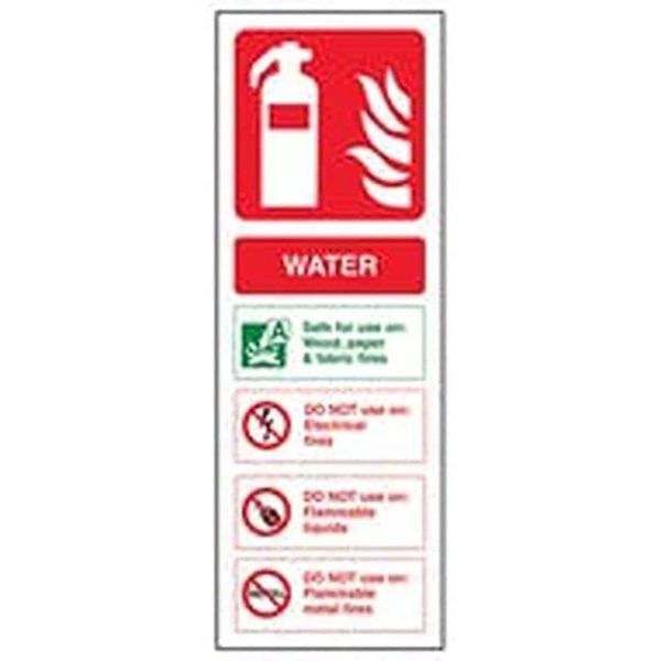 V Safety Fire Extinguisher - Water ID - 75 x 200 mm Safety Sign