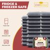 CHEF ROYALE 5pcs x 16oz Rectangular Black Base Meal Prep Containers - BPA Free Storage with Airtight Lids-Microwave, Dishwasher Safe-Stackable Lunch Boxes - Reusable