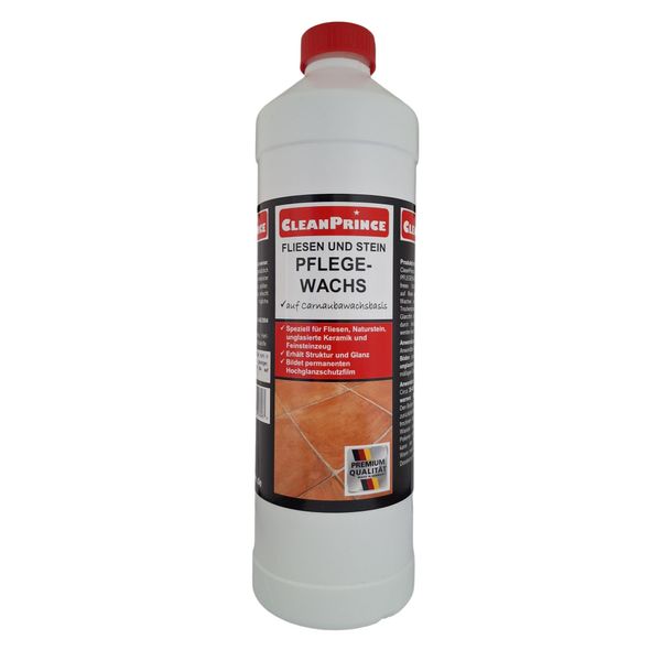 CleanPrince 1 Liter Fliesen und Stein Pflegewachs | CP400580 | Carnaubawachs Naturstein Glanz Reiniger
