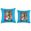 Pickleball Dog Colorful Cute Throw Pillow