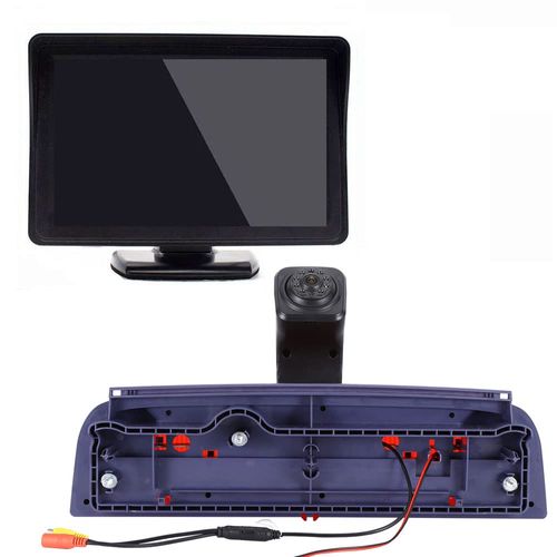 Car Third Roof Top Mount Brake Lamp Light Rear View Reverse Parking Camera,Replacement for Van Ford Transit Connect 2 II/XL Cargo Titanium Passenger Wagon 2014-2022 (with 4.3 inch Monitor)