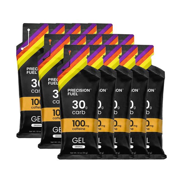 Precision Hydration PF30 Caffeine Energy Gels for Running, Cycling, Hiking - 30g of Carbohydrates & 100mg of Caffeine Per Glucose Gel - 15 Packs of 1.79oz Gels