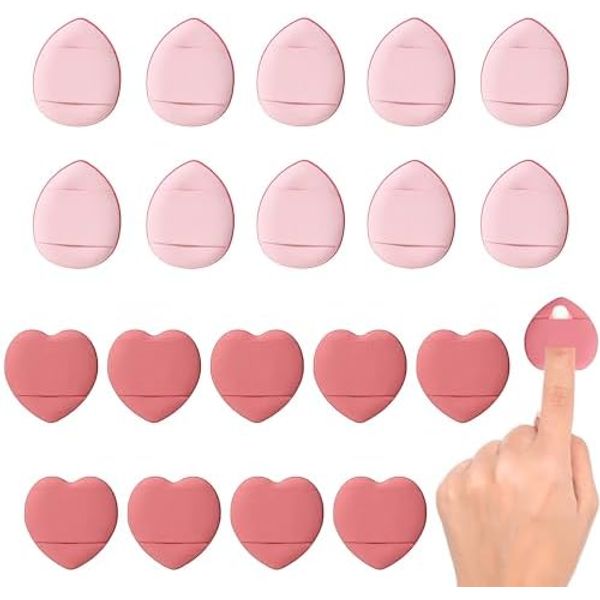 Makeup Puff MSW2656 Mini Makeup Large Capacity Drop Heart Finger Puff Water Individually Packaged (20)