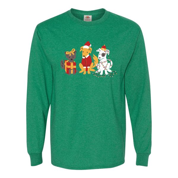 Happy Howl-idays (Heather Green) / Long Sleeve Shirt - Small / Green