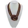 Bocar Seed Beads Multilayer Chunky Bib Statement Knot Necklace (NK-10316-wine)
