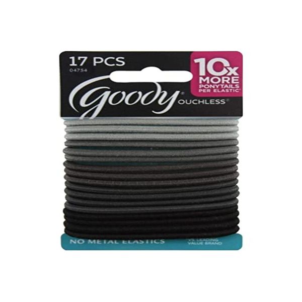 Goody WoMens Ouchless 4 mm Elastics, Gray, 17 Count
