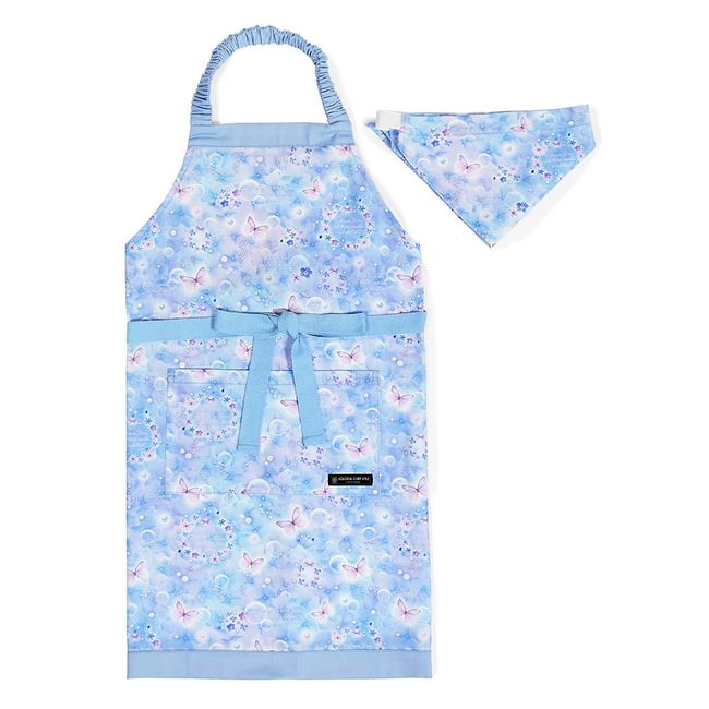 COLORFUL CANDY STYLE CGN1252630 Children's Apron, Girls, Bandana, Elementary School Students, Easy to Put On and Take Off, 51.2–63 inches (130–160 cm), Moonlight Butterfly