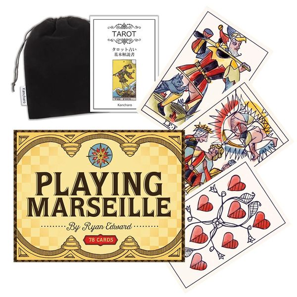 Kancharo Tarot Cards, 78 Cards, Tarot Divination [Playing Marseille, Playing Marseille] Japanese Tarot Card Basic Instruction Manual & Pouch Included