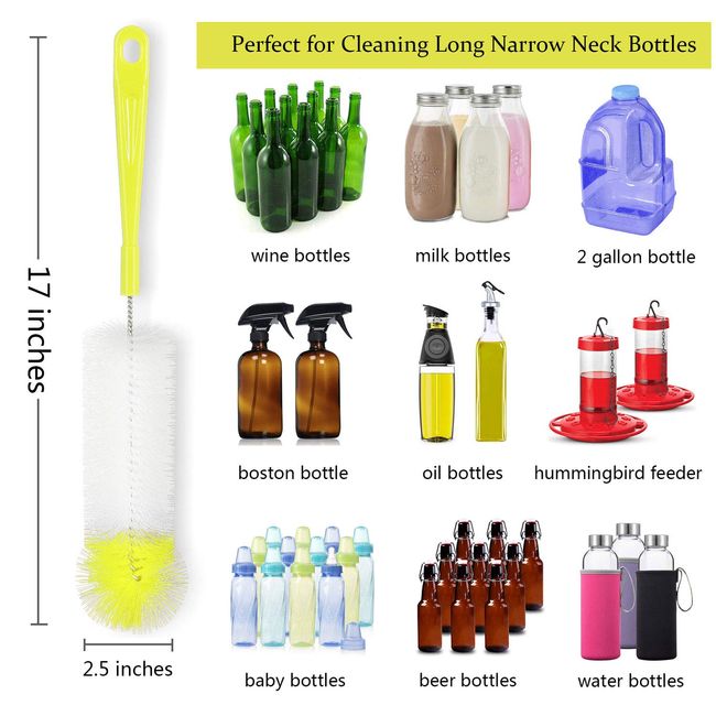 Bottle Cleaning Brush Set - Long Handle Bottle Cleaner for Washing Narrow  Neck Beer Bottles, Sports Water Bottles with Straw Brush, Kettle Spout/Lid