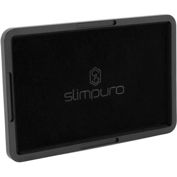 slimpuro® Coin Case/Coin Card - Lautloses Münzfach, Kleingeldfach aus Aluminium für Slim Wallets, Kreditkartenetuis, Kartenetuis, Geldbeutel - Blockt RFID Signale (Mit Filzschutz, 3 mm dünn)