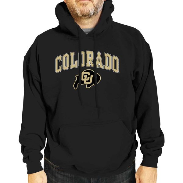 Campus Colors Adult Arch & Logo Soft Style Gameday Hooded Sweatshirt (Colorado Buffaloes - Black, Small)