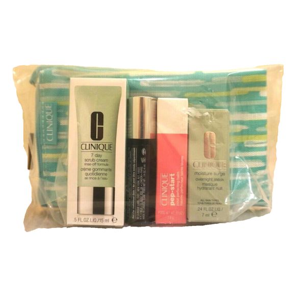 Clinique Gift set 4 pieces of make up and skin care plus a cosmetics bag Sealed