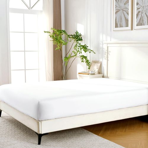 ROSE&RISY White Queen Fitted Sheet,Soft and Breathable for Sleeping,Cooling Fitted Sheets,16“ Deep Pocket, 1pack (White, Queen)