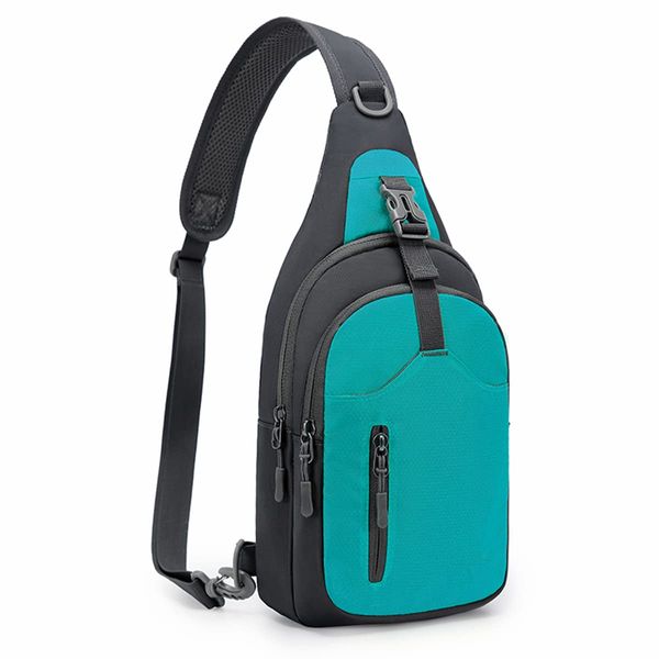 REETEE Leichte Brusttasche Sling Schulter Rucksäcke, Brusttasche Herren mit Verstellbarem Schultergurt, Umhängetasche Crossbody Bag Backpack für Outdoorsport, Radfahren, Hundewandern (blauer See) …