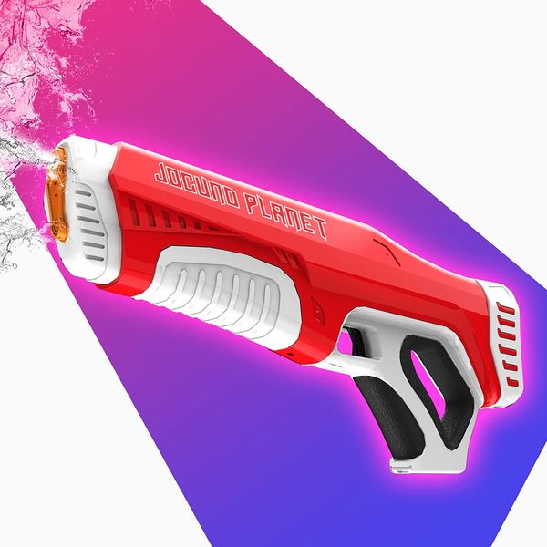 Electric Water Gun with Automatic Water Absorption, One Reload 300 Water Bullets, Range of 28-32Ft, Waterproof Automatic Reload Water Squirt Gun Toy for Kids (Red)