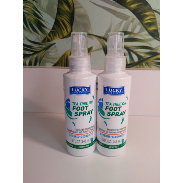 2 BOTTLES Of   Lucky Super Soft Tea Tree Oil Foot Spray 5 fl. oz.