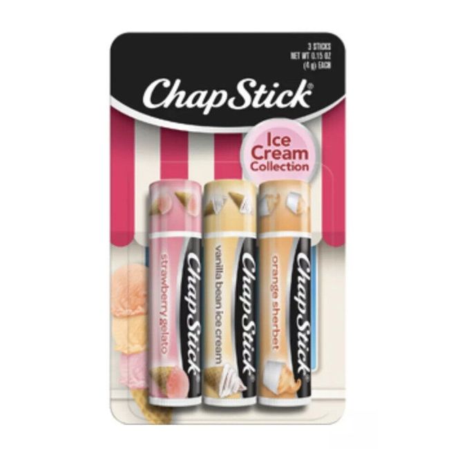 *3*ChapStick Ice Cream 🍦Coll.Strawberry  Vanilla Bean Ice Cream Orange Sherbet