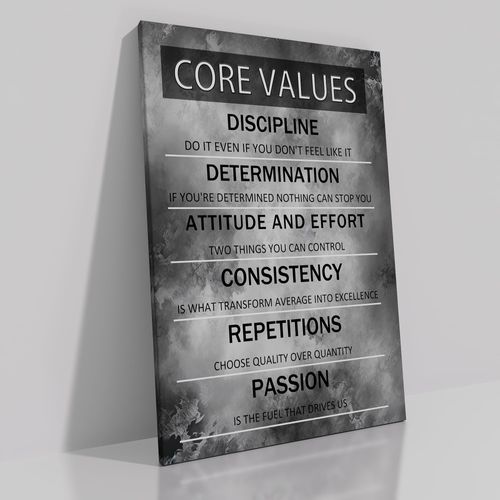 Inspirational Canvas Wall Art Office Core Values Theme Motivational Canvas Posters Prints Framed for Modern Bathroom Bedroom Living Room Wall Decor Artwork Stretch and Framed [12''Wx18''H]