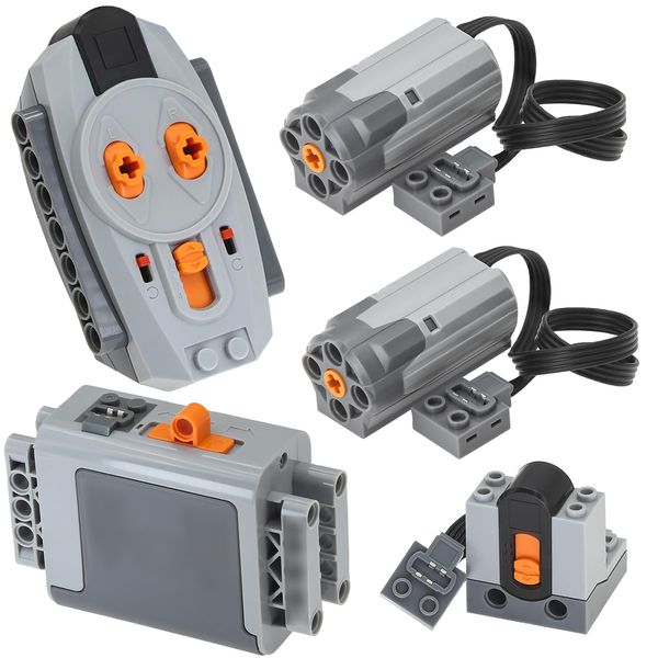 Zylopa 5pcs Power Function Technic Motor Kit AA Battery Box IR Receiver Remote Control Technic Parts