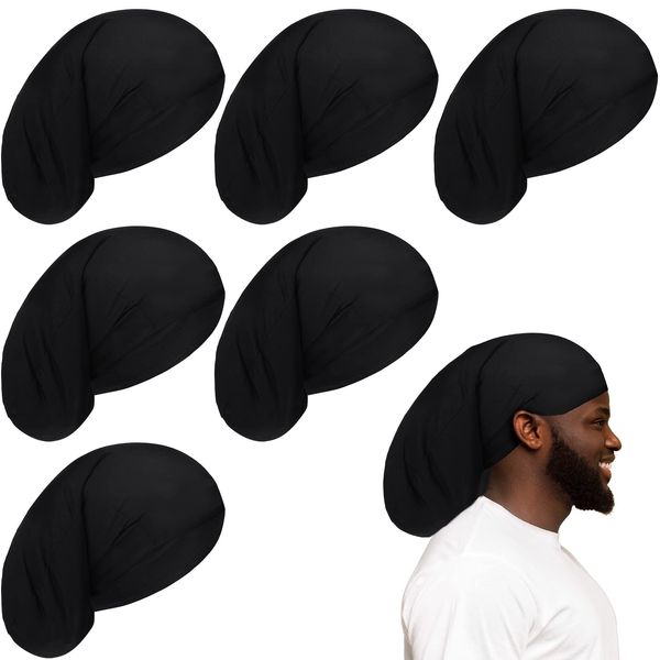 6 Pieces Dreadlock Cap Unisex Jumbo Dreadlock Cap Dreads Cap for Men Long Hair Dreads Head Wrap Shower Night Sleeping Cap Hair Accessories Sleep Bonnet for Men Women Colorful