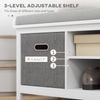 Storage Shoe Bench with Cushion, Fabric Drawers for Entryway, White