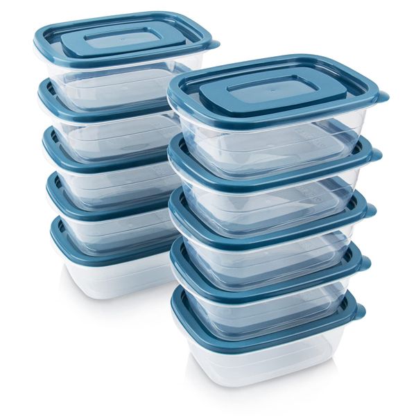 EFISH 10PCS Rectangle Plastic Portion Box Sets with Lids.Food Storage Box,Container Sets,Food Storage,Food Containers,Plastic Food Container,use for School,Work and Travel,500ML Per Box.