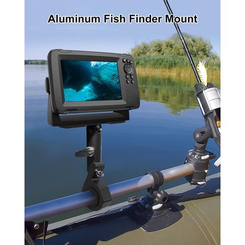 Fish Finder Mount Compatible with Garmin Lowrance Humminbird Sonars, Marine-Grade Fish Finder Mounting Bracket with Pipe Clamps 0.8-1.4 Inch, Depth Finder Holder for Marine Boat Kayak Pontoon Canoe