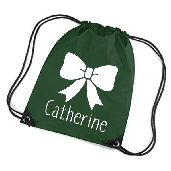 Edward Sinclair BOTTLE Drawsting Bag Personalised Bow With Name with White Print