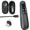 Rechargeable Presentation Clicker with Case, Power Digital Display Wireless Presenter Remote, USB C Green Light Pointer Computer PowerPoint PPT Clickers for Mac Laptop, Slideshow Google Slide Advancer