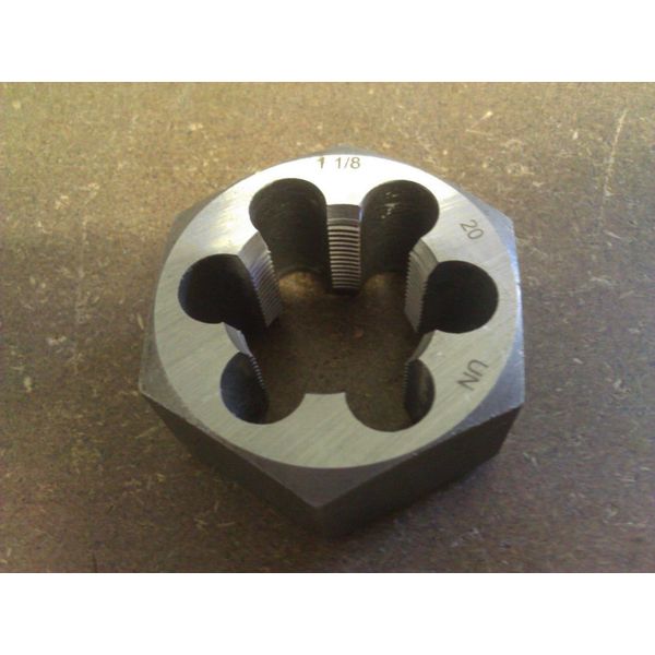 1 1/8"-20 CARBON STEEL HEXAGONAL RE-THREADING DIE