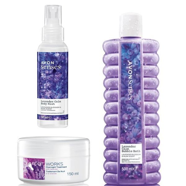 Lavender Relaxing Pamper Bundle | Lavender body mist | Lavender Bubble Bath | Lavender Overnight Foot Cream